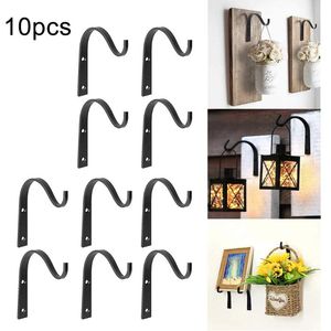 Hooks & Rails 4/10Pcs Iron Garden Wall Light Wall-Mounted Hanging Bracket Flower Plant Hanger Pot Holder Balcony Decoration