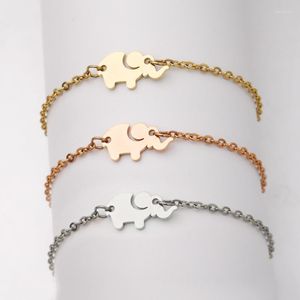 Charm Bracelets Gold/Silver Color Elephant Bangles Animal Chain Link Bracelet Female Stainless Steel For Women Accessories Lars22