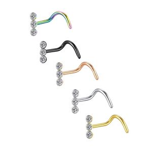 Aço cirúrgico CZ Crystal Nose Piercing Anéis e Studs Nariz Stud Forma Lo Anel de Nariz Estilo Indiano