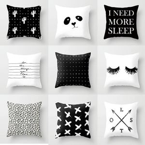 Cushion/Decorative Pillow Eyelash Cartoon Letter Pattern Throw Case Black Geometric Cushion Covers For Home Sofa Chair Decorative Pillowcase