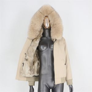 BLUENESSFAIR Waterproof Bomber Parka Winter Jacket Women Real Fur Coat Natural Raccoon Fur Collar Hood Thick Warm 201126