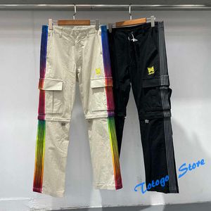 A agulhas de bordado de borboleta Awge Cargo Pants Homens Mulheres Multi-Pocket Casual Joggers Sortelas Removíveis Calças de Dual