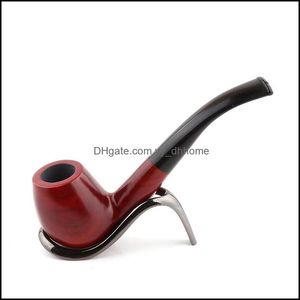 Rökpipor Tillbehör Hushållen Sundries Home Garden Classic Tobacco Pipe Fine and Surable Sandalwood Dark Wood S DHVMD