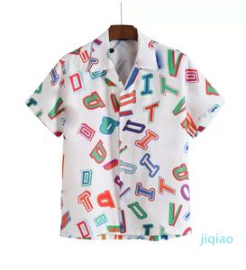 2022 Fransa Erkekler Baskılı Gömlek Tasarımcı Beyaz Jakarlı Mektuplar Mavi Kamuflaj Paris Giysileri Kısa Kollu Erkek Gömlek Tatil Rahat Gömlek