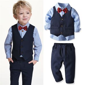 Baby Kids Formal Blazer Suits Weddings Party Boys Costume Gentleman 4Pcs Clothing Autumn Toddler Cotton Sets 220507