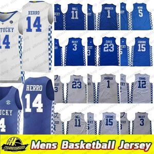 Sjzl98 Men Kentucky Wildcats Tyler Herro College Basketball Jerseys Tyrese Maxey John Wall Anthony 23 Davis DeMarcus 15 Cousins Malik Monk Jersey