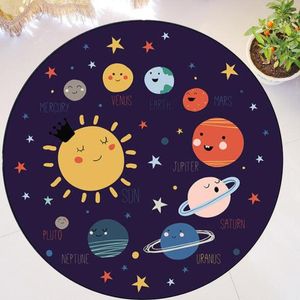 Alfombras divertidas kawaii dibujos animados Sistema solar Sistema solar para decoración de la habitación para niños coloridos galaxias niños alfombras redondas alfombras