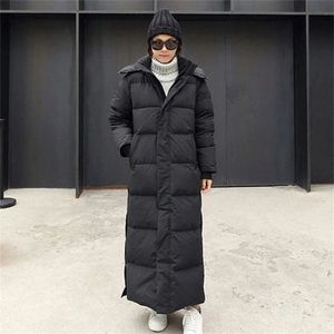 X-Long Kadınlar Down Parka Kadın Paltosu Gevşek Kapşonlu Uzun Kış Ceket Kadın Kıyafetleri Sıcak Büyük Boy Dış Giyim Moda 211120