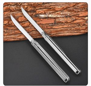 New Arrival Pocket Folding Knife 5Cr15Mov Satin Drop Point Blade Stainless Steel Handle EDC Knives New Design