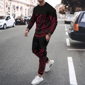 Tute da uomo Casual Primavera Autunno Abito da uomo Beach Octopus Stampa T-shirt a maniche lunghe Pantaloni Streetwear Moda Set da due pezzi per i vestiti