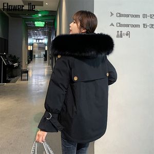 Jaqueta de inverno Mulheres novas quentes de algodão espesso de algodão femme grossa com capuz solto casual parka mujer preto casaco feminino 201019