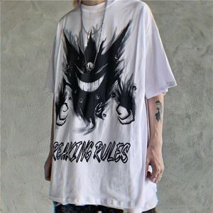 Męskie koszulki Hip Hop Devil Tshirt Streetwear Men Casual High Street Shirts Dziewczyna gotycka letnia kreskówka T koszul