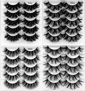 8d False Eyelashes 25mm 5 Par Makeup Eyes Eyelash Extension Faux Mink Natural Tjock Long Fluffy Soft Wispy Black Fake Lashes Bul7748422