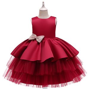 Girl's Dresses Baby Girl Spring and Summer Style Elegant Big Bow Net Yarn Cake Dress Pettiskirt Birthday Party Wedding Dressgirl's