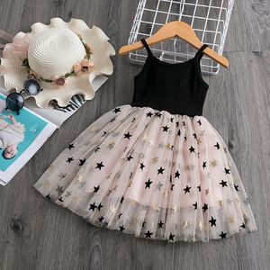 Mädchen Kleider Mädchen Sommer Ärmelloses Prinzessin Kleid Baumwolle Weste Tops Stern Gedruckt Mesh Tutu Vestidos Kinder Kleidung Kinder Party Ballkleid