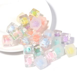 30pcs/lot Diy Suqare Block Loose Bead for Jewelry Bracelets Necklace Hair Ring Making Accessories Crafts Acrylic Kids Handmade Beads