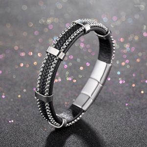 Link Chain Original Design Stainless Steel Around Genuine Leather Bracelet For Man High-end Customized Gifts Kent22