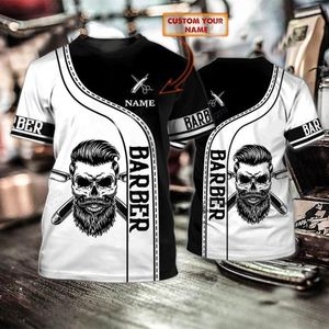 Herren-T-Shirts, modisches T-Shirt mit individuellem Namen, personalisierter Friseur, 3D-Druck, Herren-Sommer-Kurzarm, Unisex, lässiges Sport-T-Shirt für Herren