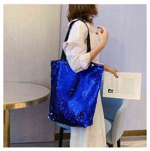 Shopping Bags Fashion Women Sequin Large Capacity Handbags Shiny Discoloration Shoulder Bag Party Evening Female High Quality Tote Purses 220412