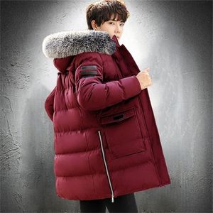 Jaqueta de Winter Parka Homem Homem Capuz de Peles de Inverno Capuz Capéu de algodão grosso Puffer Jaqueta Esfrugada ao ar livre Men Warm Parkas Coat 201128