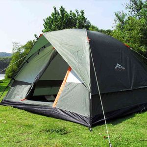 3-4-osobowa podwójna warstwa deszczowa namiot kempingowy na zewnątrz do łowienia polowania na podróż przygoda i impreza rodzinna zielony niebieski H220419