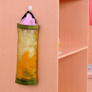 Wall Hanging Storage Pockets Bag Home Grocery Holder Mount Dispenser Plastic Organizer Wholesale 40p Boxes & Bins