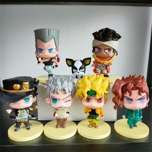 7pcs JoJos Bizarre Adventure Action Figure Toy Kakyoin Tenmei CARRO D'ARGENTO Kujo Jotaro Aero Smith Doll Decorazioni per auto 220523