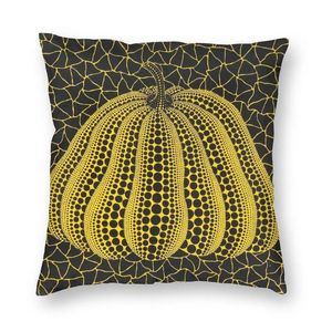 Almofada/travesseiro decorativo Amarelo Yayoi Kusama Abóbora Quadrado Estojo Decoração de Casa 3D Impressão em Dois Lados Minimalis Capa de Almofada Moderna Para Livi