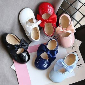 Bayi Perempuan Sepatu Kulit Paten Princes Besar Busur Mary Jane Pesta bis Anakanak Gaun Musim Semi Gugur 220611