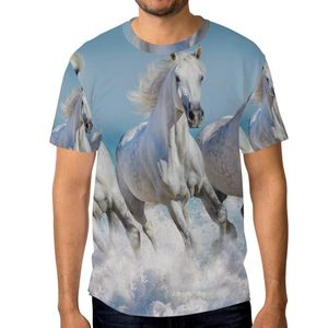 メンズTシャツ馬3D印刷メンズTシャツファッションカジュアルプルオーバー半袖Tシャツ夏ポリエステルヒップホップストリートウェアマン '