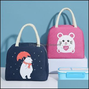 Torby do przechowywania organizacja domowa Housee Garden Cartoon Bear Lunch Bag dla dzieci w wieku szkolnym Dzieci na świeżym powietrzu Piknik przenośna powiernicza chłodnica Brea