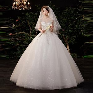 Other Wedding Dresses Dress Sequins Shining Elegant Bride Round Collar Half Sleeve Gowns Custom Made Suknia SlubnaOther