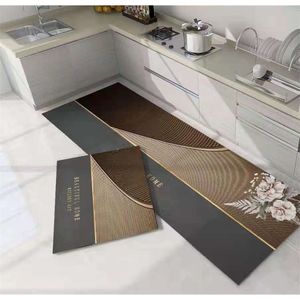 Kitchen Mat Home Entrance Doormat Luxury Style Hallway Bedroom Living Room Decora Floor Carpet Balcony Bathroom Anti-Slip Rugs 220401