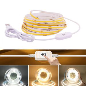 Remsor 5V USB Dimmable Cob Strip 320 LEDS/m Vit/varm vit/röd/blå/grön flexibel tejp LED-ljus 0,5 m-5mled