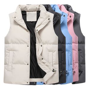 Coletes Masculinos Colete Inverno Masculino Outono Quente Jaqueta Sem Mangas Colete Casual Algodão acolchoado Cor Sólida Bolsos Grandes Veste Homme Gilet Casacos