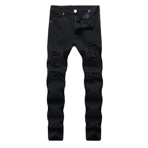 Изработанные мужчины джинсы модные микроэластичные маленькие прямые молодые моды брюки четыре сезона для мужского большого размера 220328