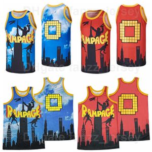 Man Moive 0 SKYLINE Basketball Jerseys Retro City The Rampage Video Game Hip Hop Vintage Team Red Color Blue Breathable Sport Shirt Pure Cotton Top Quality On Sale