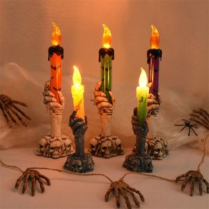 Halloween Led Candle Light Skeleton Ghost Hand Smokefree Horror Props Party Decoration Supplies Kids Toy Gift