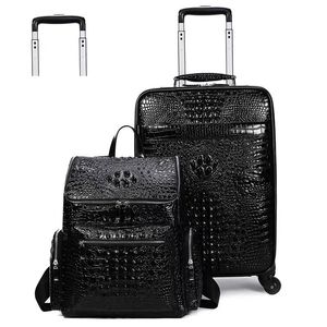 Bagagli vero baule di coccodrillo valise tote borsone valigia da viaggio Borse da viaggio in pelle con rotelle Mano nero brwon basket può ruote personalizzate horiz 55 business