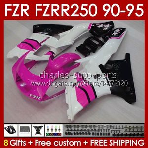 Fairings Kit For YAMAHA FZRR FZR 250R 250RR FZR 250 FZR250R 143No.89 FZR-250 FZR250 R RR 1990 1991 1992 1993 1994 1995 FZR250RR FZR-250R 90 91 92 93 94 95 Body rose white blk