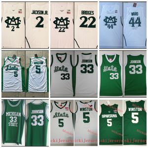 2 Jaren Jackson Jr. Jersey 22 Miles Bridges Jersey 44 Nick Ward 5 Cassius Winston 33 Magic Johnson Mens 2022 NCAA Stitched College Basketball Maglie