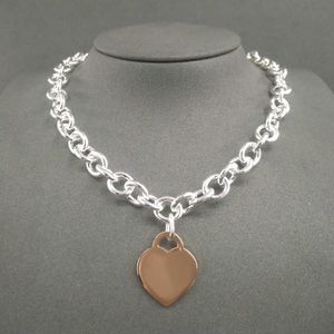 Sterling S925 Silver Necklace for Women Classic Heart-shaped Pendant Charm Chain Necklaces Luxury Brand Jewelry Necklace0594