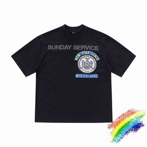 Skumtryck Jesus är King tee New York State Badge T-shirt Söndag Servicen Män Kvinnor Överdimensionerad Topst220721