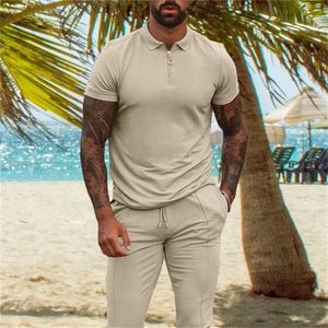 Men S Desen Summer casual simples camiseta esportivo de traje de shorts de duas peças moda de mangas curtas Fitness Jogger Tracksuit Men 220708