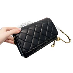 2022SS Lambskin Crush Gold Ball WOC Çantalar Klasik Mini Flep Kapitone Cüzdan Dönüş Kilit Crossbody Omuz Çoklu Pochette Kart Tutucu Çanta Açık Sacoche El Çantası 20cm