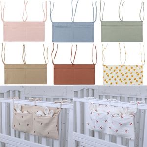 Cotton Portable Baby Bed Storage Bag Twolayers Thicken born Crib Hanging Bag Organizer for Kids Baby Bedding Set Diaper Bag 220531