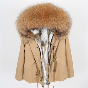 Maomaokong Rabbit Fur Parkas Jaqueta de inverno Women Parka Real Fur Coat 201128