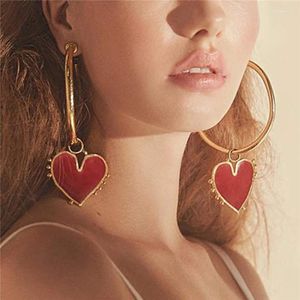 Hoop Huggie Moda Red Love Heart Brincos grandes para mulheres aros de cor de ouro Earings Circle Ear anéis vintage joalheria Dale22