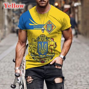 2022 T-shirts masculina bandeira da Ucrânia Ukraine Roupas de grandes dimensões Manga curta Tops 3D Casual Casual para homens Anime Sportswear 001