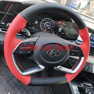 Steering Wheel Covers For Sonata TUCSON 2022 Elantra 7th DIY Sew Hand Non-slip Leather Handle Cover Car Interior AccessoriesSteering CoversS